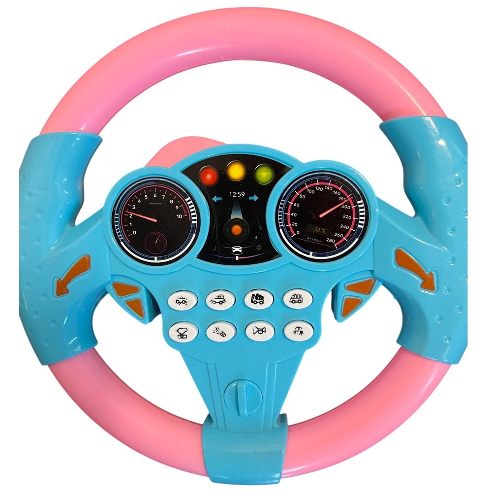 Toddler Interactive Steering Wheel Toy with Lights and Sounds Pink Blue